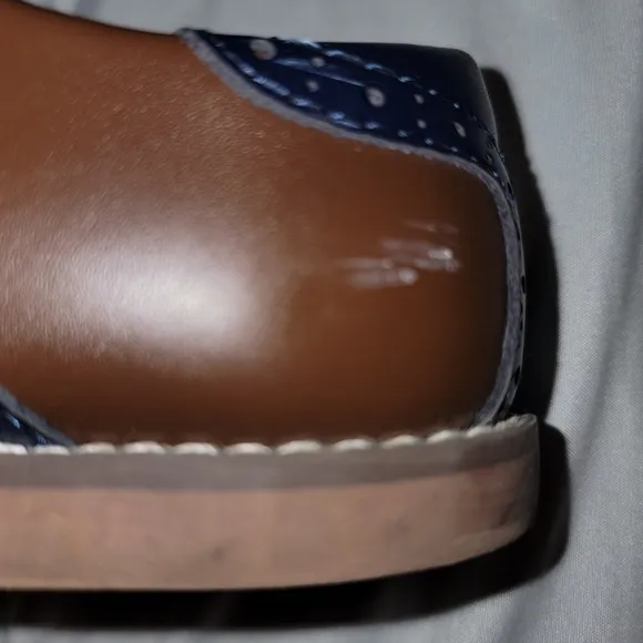FootMates Brown Blue Dress Shoes Classic Oxford Leather Arch Support 12