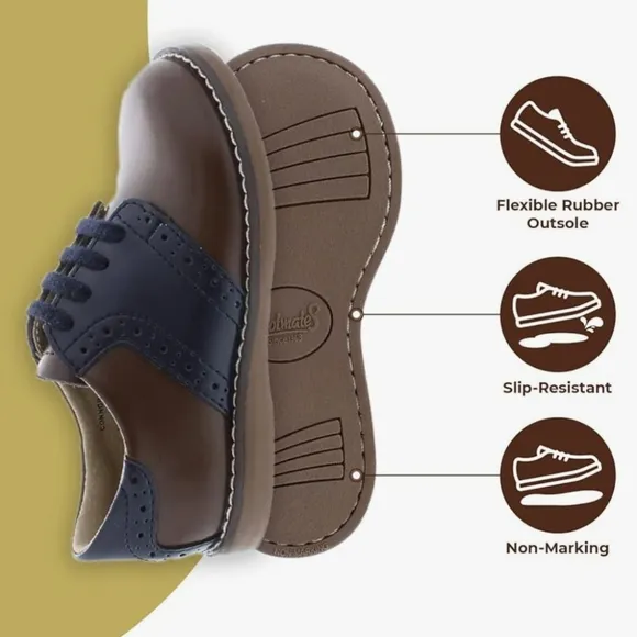 FootMates Brown Blue Dress Shoes Classic Oxford Leather Arch Support 12