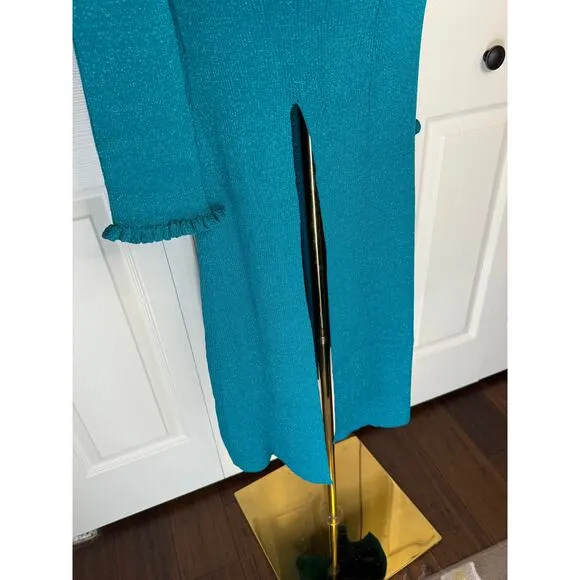 For Love &amp; Lemons Sz XL Blue Boat Neck Cut Out Long Sleeved Sweater Dress NWT