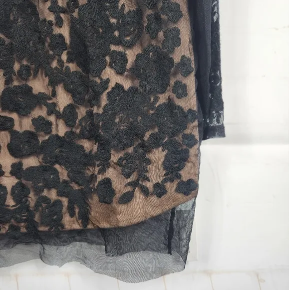 For Love And Lemons Luau Embroidered Sheer Lace Overlay Mesh Mini Dress Black XL