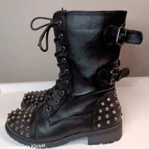 Forever Vintage 90s Studded Calf High Moto Boots