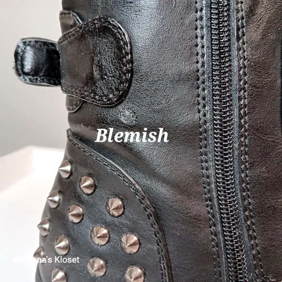 Forever Vintage 90s Studded Calf High Moto Boots