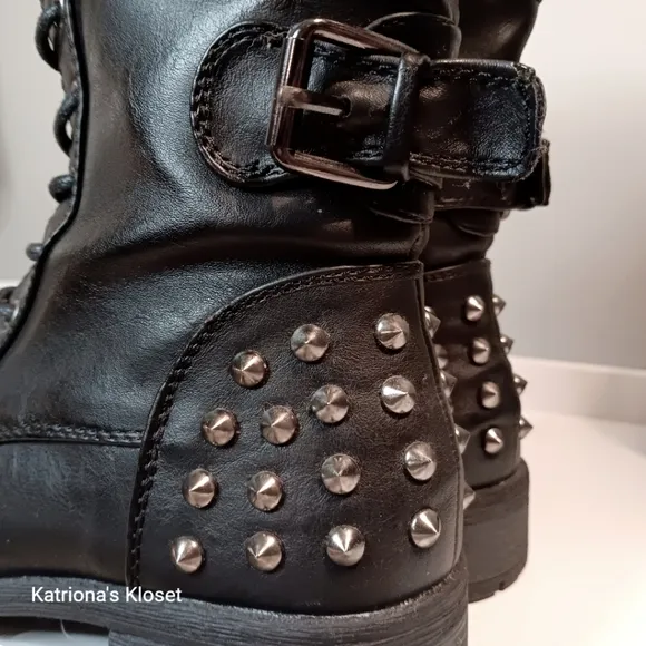 Forever Vintage 90s Studded Calf High Moto Boots