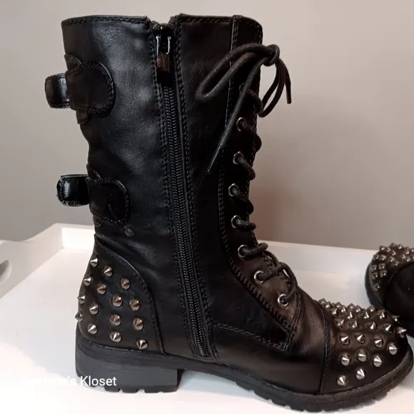 Forever Vintage 90s Studded Calf High Moto Boots