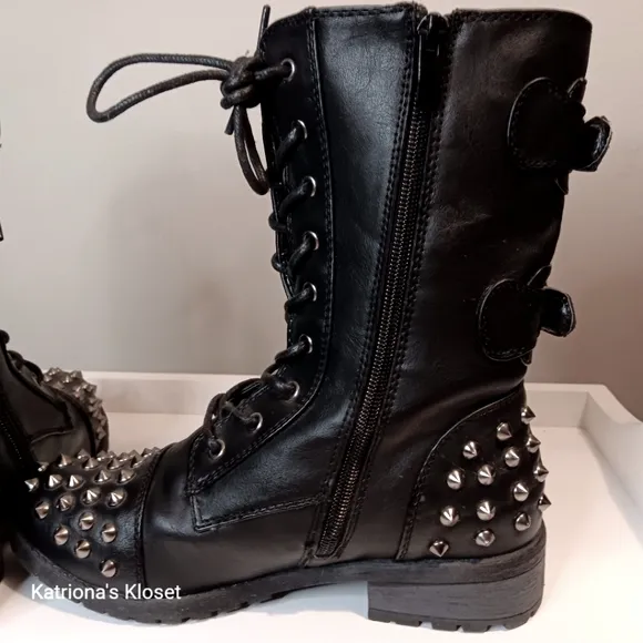 Forever Vintage 90s Studded Calf High Moto Boots