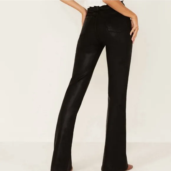 Frame Black Coated Le High Flare Jeans High Rise Monochrome Modern Designer 27