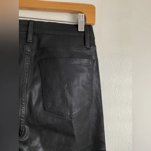 Frame Black Coated Le High Flare Jeans High Rise Monochrome Modern Designer 27
