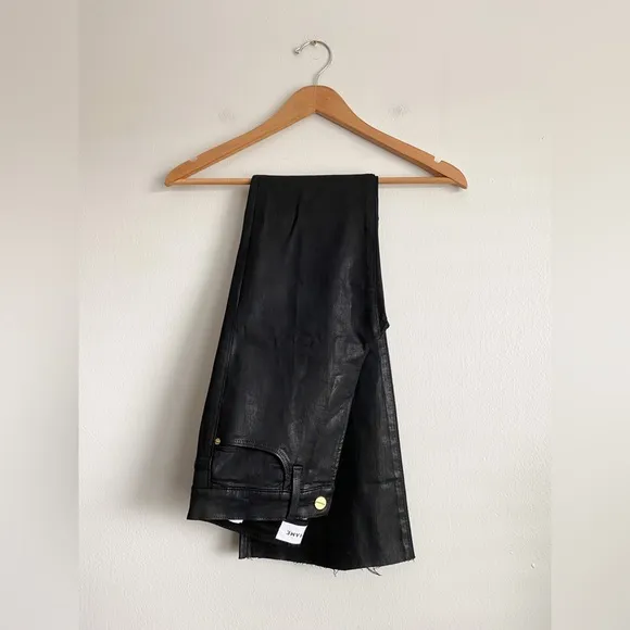 Frame Black Coated Le High Flare Jeans High Rise Monochrome Modern Designer 27