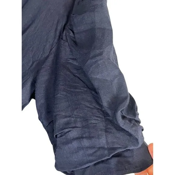 Frame Dress Women 16 Blue Collar Mini Smock Buttons Shirt Puff Sleeve Neutral