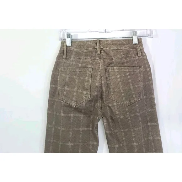 Frame Womens Brown 25 Le Crop Mini Bootcut Jeans Oxford Plaid