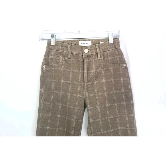 Frame Womens Brown 25 Le Crop Mini Bootcut Jeans Oxford Plaid