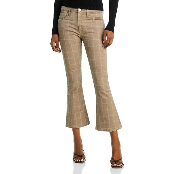 Frame Womens Brown 25 Le Crop Mini Bootcut Jeans Oxford Plaid