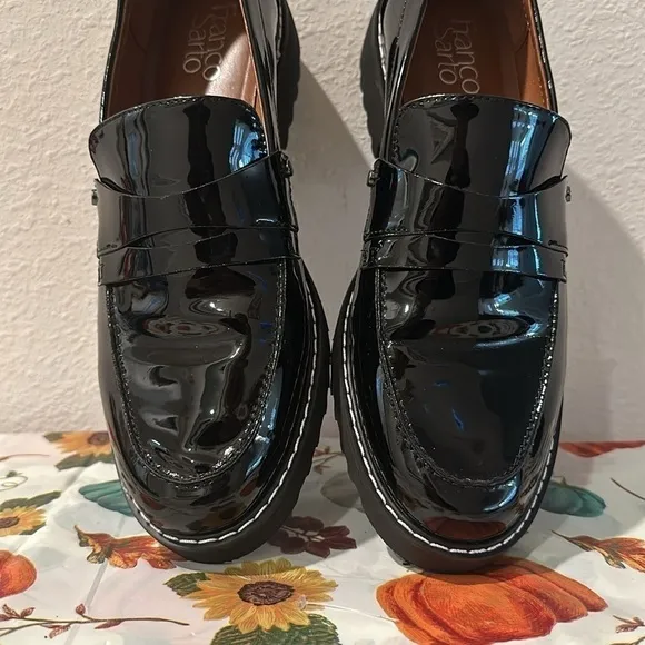 FRANCO SARTO CASSANDRA BLACK PATENT LEATHER LOAFER SZ 8M CAREER EVERYDAY