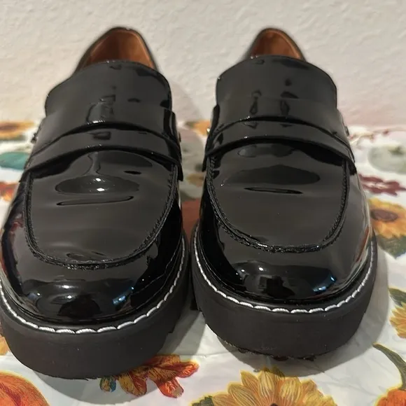 FRANCO SARTO CASSANDRA BLACK PATENT LEATHER LOAFER SZ 8M CAREER EVERYDAY