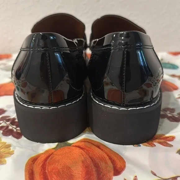 FRANCO SARTO CASSANDRA BLACK PATENT LEATHER LOAFER SZ 8M CAREER EVERYDAY