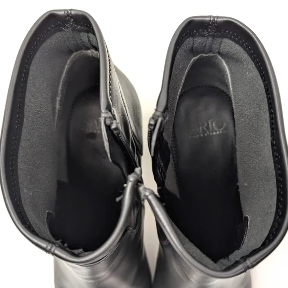 Franco Sarto Francie Chelsea Boot Faux Leather Block Heel Side Zip Moto Black 9