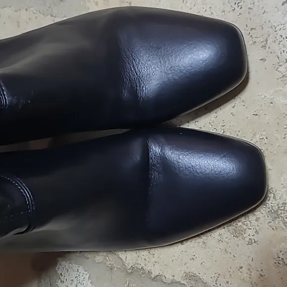 Franco Sarto L-Tribute Black Square Toe Block Heel Women's Boots Size 9.5
