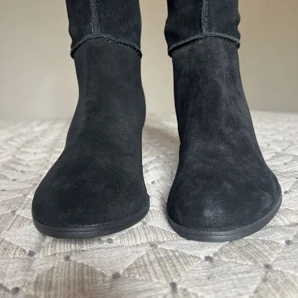 Franco Sarto Yamika Black Suede Leather Knee High Boots w/ Side Zip Women 8.5 M