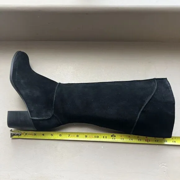 Franco Sarto Yamika Black Suede Leather Knee High Boots w/ Side Zip Women 8.5 M