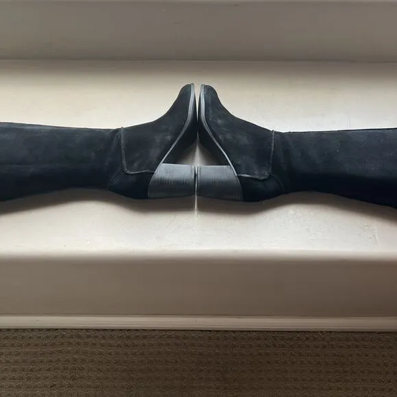 Franco Sarto Yamika Black Suede Leather Knee High Boots w/ Side Zip Women 8.5 M