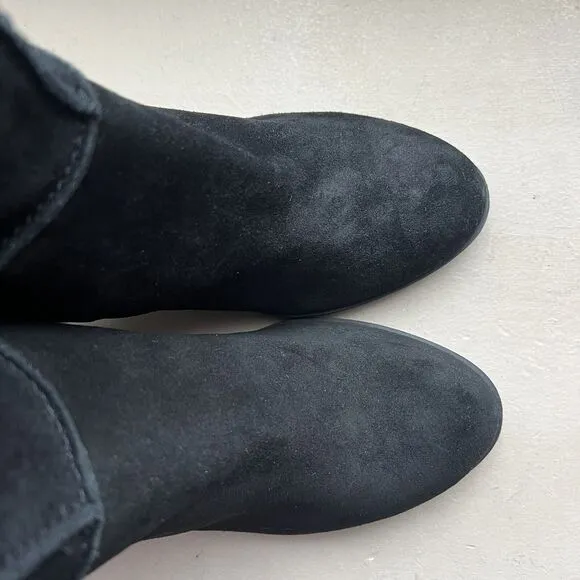 Franco Sarto Yamika Black Suede Leather Knee High Boots w/ Side Zip Women 8.5 M