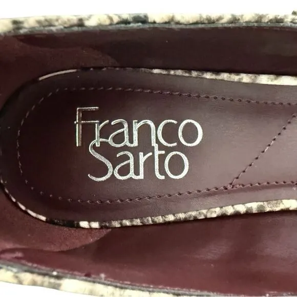 Franco Sarto Nalin Pointed Mary Jane Flats Grey Snake Print Women’s Size 7.5 M