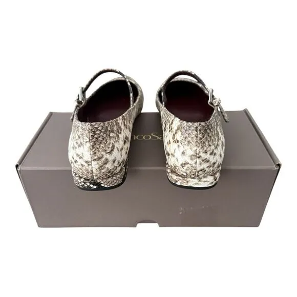 Franco Sarto Nalin Pointed Mary Jane Flats Grey Snake Print Women’s Size 7.5 M