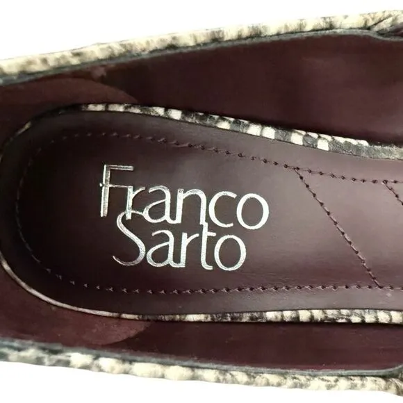 Franco Sarto Nalin Pointed Mary Jane Flats Grey Snake Print Women’s Size 7.5 M