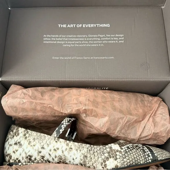 Franco Sarto Nalin Pointed Mary Jane Flats Grey Snake Print Women’s Size 7.5 M