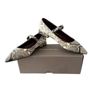 Franco Sarto Nalin Pointed Mary Jane Flats Grey Snake Print Women’s Size 7.5 M