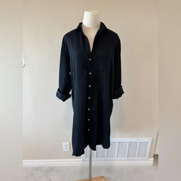 Frank &amp; Eileen ‘Mary’ Dress, Black Famous Denim, LARGE