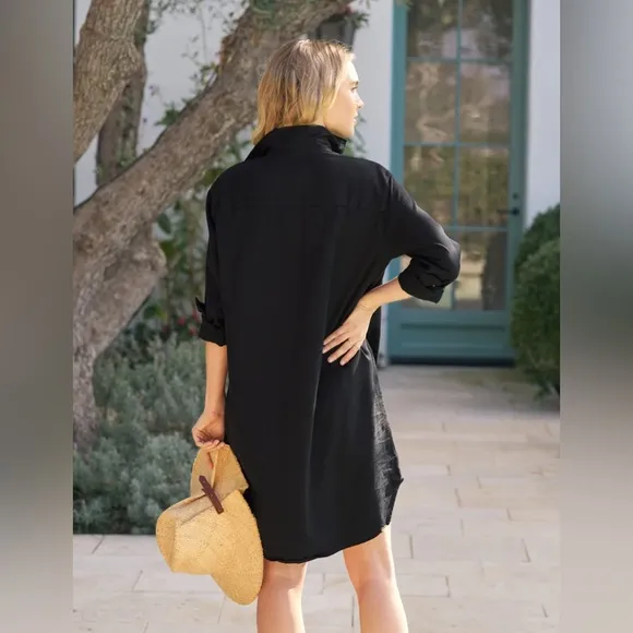 Frank &amp; Eileen ‘Mary’ Dress, Black Famous Denim, LARGE