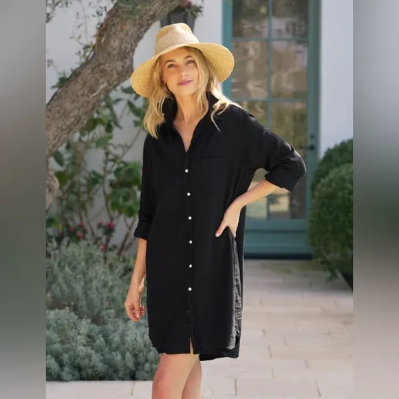 Frank &amp; Eileen ‘Mary’ Dress, Black Famous Denim, LARGE