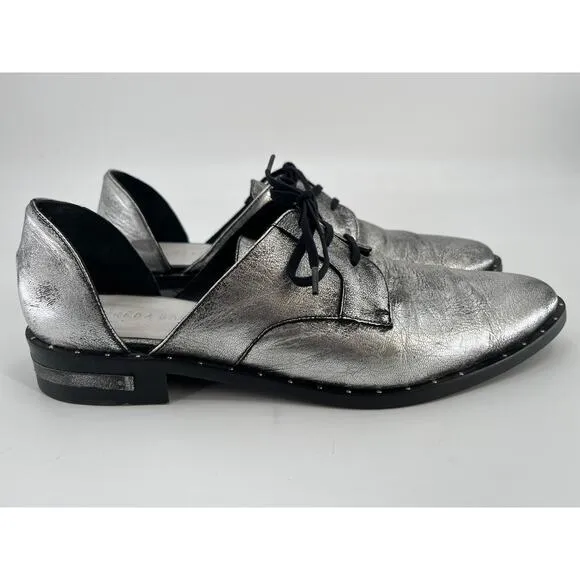 Freda Salvador Wit D'Orsay Oxfords Slip On Shoes Sz 10 Silver Leather