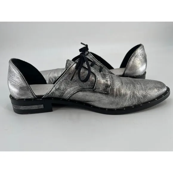 Freda Salvador Wit D'Orsay Oxfords Slip On Shoes Sz 10 Silver Leather