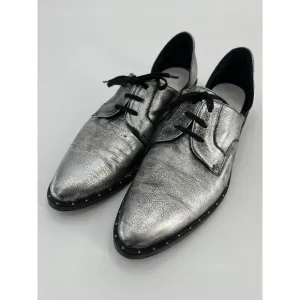 Freda Salvador Wit D'Orsay Oxfords Slip On Shoes Sz 10 Silver Leather