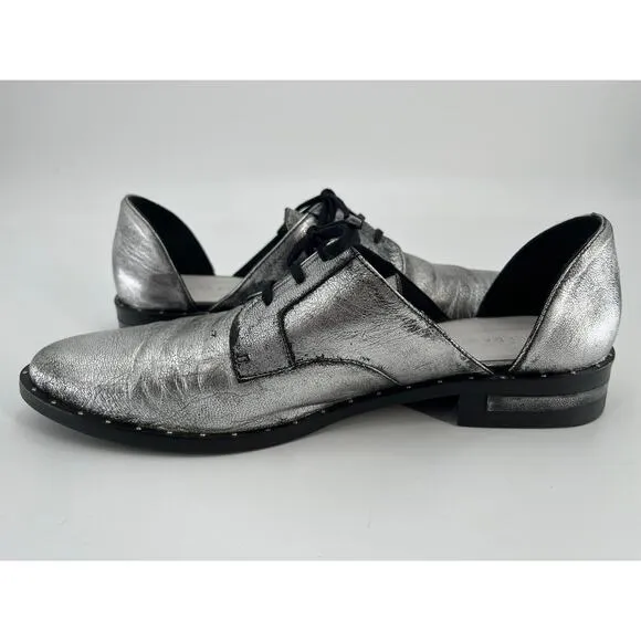 Freda Salvador Wit D'Orsay Oxfords Slip On Shoes Sz 10 Silver Leather