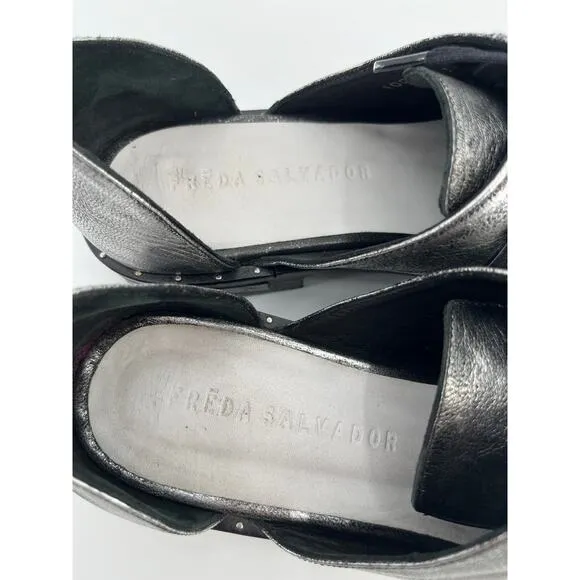 Freda Salvador Wit D'Orsay Oxfords Slip On Shoes Sz 10 Silver Leather