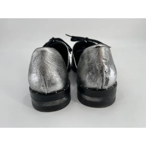 Freda Salvador Wit D'Orsay Oxfords Slip On Shoes Sz 10 Silver Leather