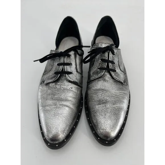 Freda Salvador Wit D'Orsay Oxfords Slip On Shoes Sz 10 Silver Leather