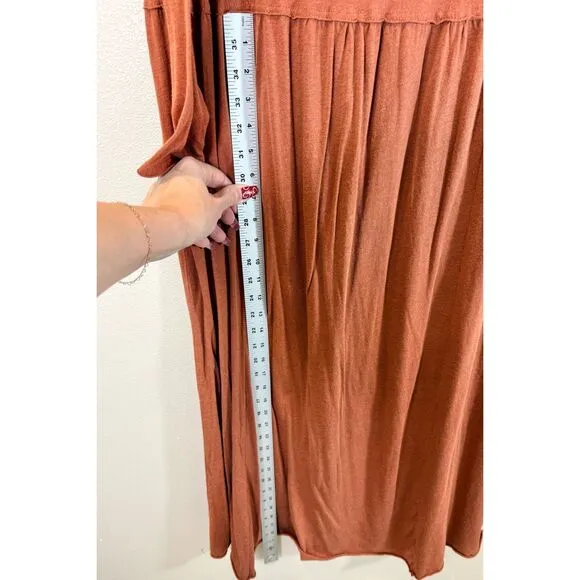 Free People Anytime Longe Sleeve Cotton Rustic Boho Midi Dress Women's Small