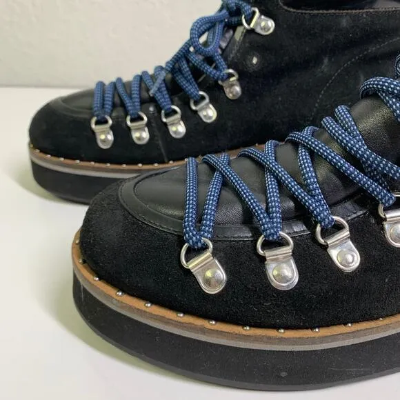 FREE PEOPLE Boots‎ Durango Hiker Platform Suede Lace Up Sheep Leather Lining