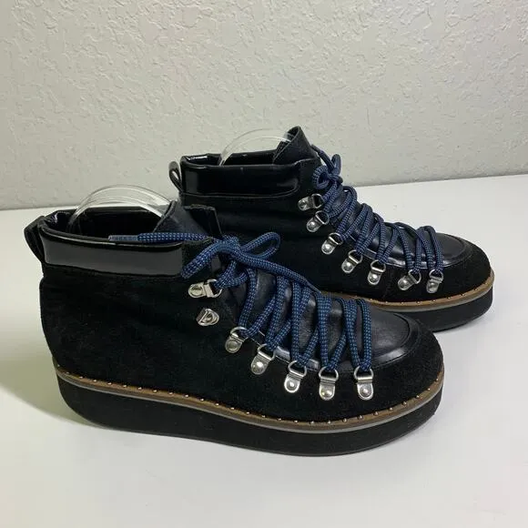 FREE PEOPLE Boots‎ Durango Hiker Platform Suede Lace Up Sheep Leather Lining