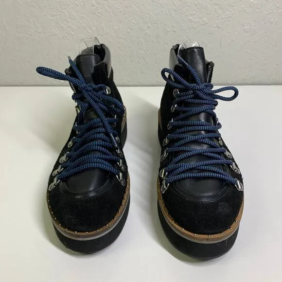 FREE PEOPLE Boots‎ Durango Hiker Platform Suede Lace Up Sheep Leather Lining