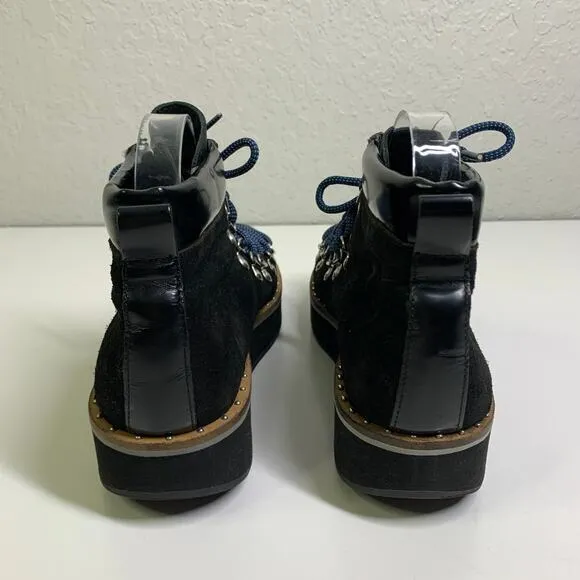 FREE PEOPLE Boots‎ Durango Hiker Platform Suede Lace Up Sheep Leather Lining