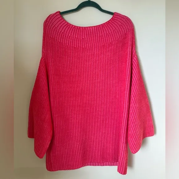 FREE PEOPLE Charlotte Tunic Oversized Sweater Pink Blossom Glow Size Large NWT