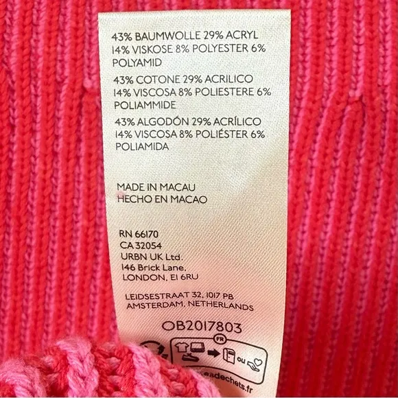 FREE PEOPLE Charlotte Tunic Oversized Sweater Pink Blossom Glow Size Large NWT