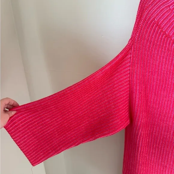 FREE PEOPLE Charlotte Tunic Oversized Sweater Pink Blossom Glow Size Large NWT
