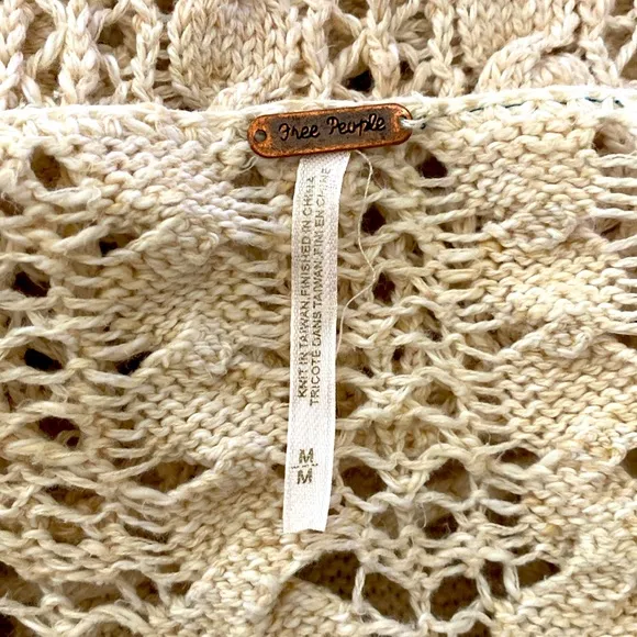 Free People Crochet Cable Wide Knit Bell Sleeve Sweater
