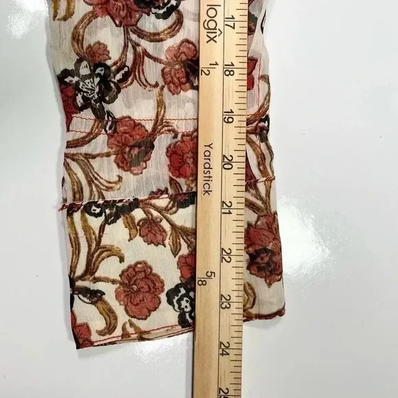 Free People Dress Boho See It Through Floral Sheer Lined Orange Brown NWT Size S
